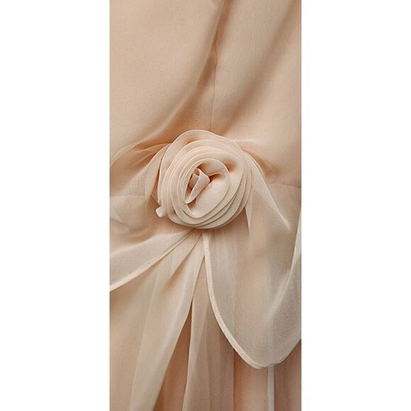 Vintage 70s Peach Formal Gown Maxi A-Line Chiffon Dress Size 14 - Picture 7 of 7